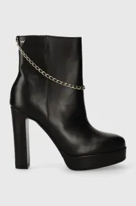 Kožené kotníkové boty Wojas dámské, černá barva, na podpatku, 5521051