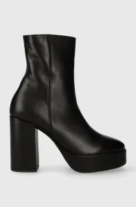 Kožené kotníkové boty Wojas dámské, černá barva, na podpatku, 5521351