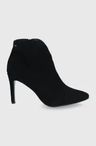 Kožené kotníkové boty Wojas dámské, černá barva, na podpatku #1962631