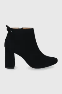 Kožené kotníkové boty Wojas dámské, černá barva, na podpatku #3467844