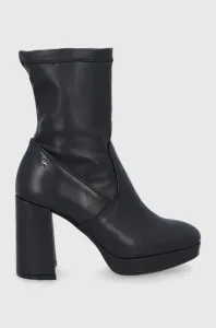Kožené kotníkové boty Wojas dámské, černá barva, na podpatku #5668407
