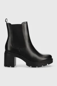 Kožené kotníkové boty Wojas dámské, černá barva, na podpatku #3438746