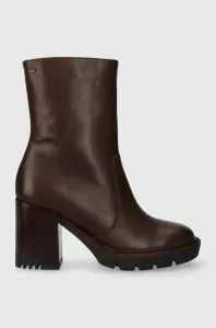 Kožené kotníkové boty Wojas dámské, hnědá barva, na podpatku, lehce zateplené, 5522552