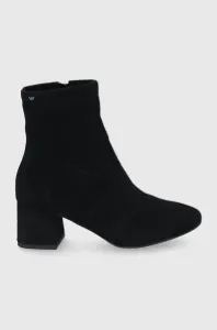 Semišové boty Wojas dámské, černá barva, na podpatku #5737699