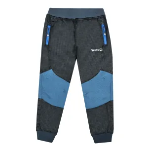 Chlapecké outdoorové kalhoty - Wolf T2251, tmavě zelená/ modré zipy Barva: Zelená, Velikost: 98