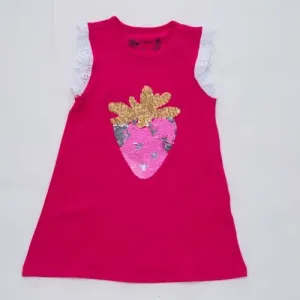 Dívčí triko, tílko s flitry - Wolf S2923, růžová sytě Barva: Růžová sytě, Velikost: 104