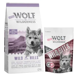 Výhodné balení: 2 x 12 kg Wolf of Wilderness granule - Junior Wild Hills - kachna