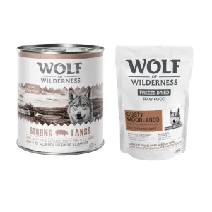 Wolf of Wilderness, 12 x 800 g - 11 + 1 zdarma!  Strong Lands - vepřové