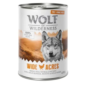 Wolf of Wilderness konzervy, 12 x 400 g - 10 + 2 zdarma - Wide Acres - kuřecí