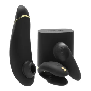 Womanizer Golden Moments - Airwave Clit Stimulator Vibrator Set (Black)