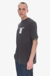Bavlněné tričko Wood Wood Haider Texture T-shirt 12245706-2106 ANTHRACITE šedá barva, s potiskem #5273598