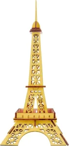 Woodcraft construction kit Dřevěné 3D puzzle Eiffelova věž žlutá