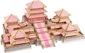 Woodcraft construction kit Dřevěné 3D puzzle Epang palace růžové