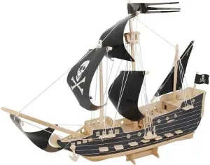 Woodcraft construction kit Dřevěné 3D puzzle Pirátská loď