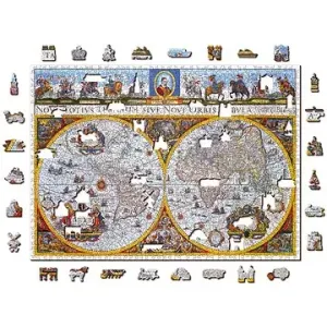 Woden City Dřevěné puzzle Antická mapa Nova Terrarum 2v1, 1010 dílků eko