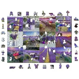 Woden City Dřevěné puzzle Levandulová Francie 2v1, 1010 dílků eko