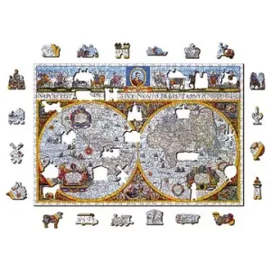 Woden City Dřevěné puzzle Antická mapa Nova Terrarum 2v1, 505 dílků eko
