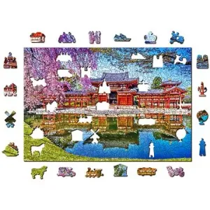 Woden City Dřevěné puzzle Chrám Byodo-in, Kjóto, Japonsko 2v1, 505 dílků eko