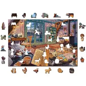 Woden City Dřevěné puzzle Útulná chata 2v1, 505 dílků eko
