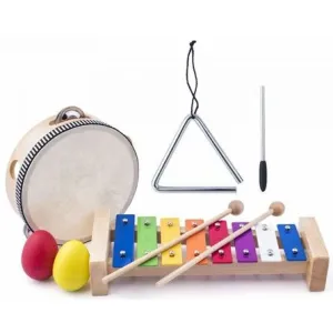 Woody Muzikální set (xylofon, tamburina/bubínek, triangl, 2 maracas vajíčka)