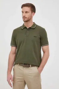 Polo tričko Woolrich pánský, zelená barva, hladký #3730264