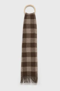 Vlněná šála Woolrich hnědá barva, vzorovaná #1964086