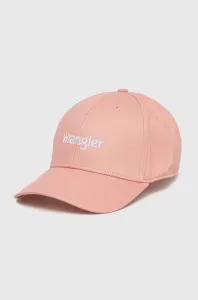 Bavlněná baseballová čepice Wrangler růžová barva, s potiskem