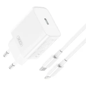 Nabíječka XO CE15 USB-C PD 20W QC 3.0 + Lightning kabel pro iPhone 12,13,14 PRO MAX bílá
