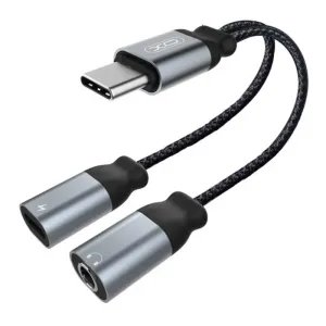 Adaptér USB-C na USB-C + Jack 3,5 mm audio XO NBR160B (černý)