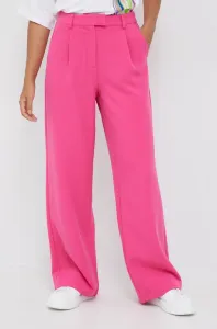 Kalhoty Y.A.S dámské, růžová barva, široké, high waist #3607151