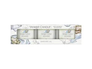 Yankee Candle Sada votivních svíček ve skle Soft Blanket 3 x 37 g