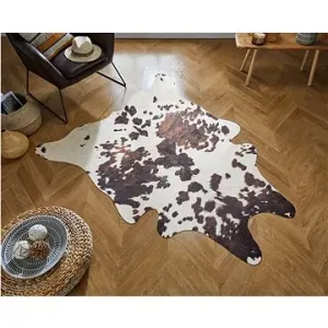 Flair Rugs koberce Kusový koberec Faux Animal Cow Print Black/White - 155x195 tvar kožešiny cm