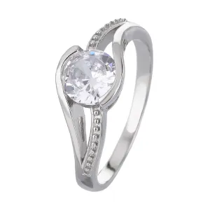 Stříbrný prsten SOLITÉR bílý VLNKY Velikost prstenu: 50