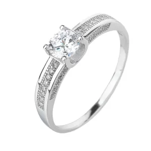 Stříbrný prsten SOLITÉR s bočními kamínky Velikost prstenu: 50