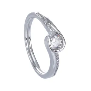 Stříbrný prsten SOLITÉR VLNKY Velikost prstenu: 58 #2113170
