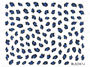 Samolepky na nehty - modré, leopard