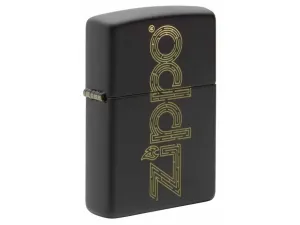 Zippo s nápisem benzínový zapalovač, černý