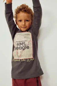 Dětská bavlněná košile s dlouhým rukávem zippy šedá barva, s potiskem
