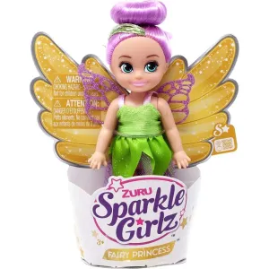 Zuru Víla Sparkle Girlz s křídly malá v kornoutku růžo-stříbrnné šaty a růžové vlasy