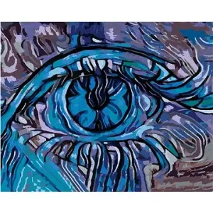 Abstraktní modré oko, 40×50 cm, bez rámu a bez vypnutí plátna