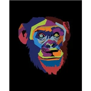 Abstraktní pop-art opice na černém pozadí, 40×50 cm, bez rámu a bez vypnutí plátna