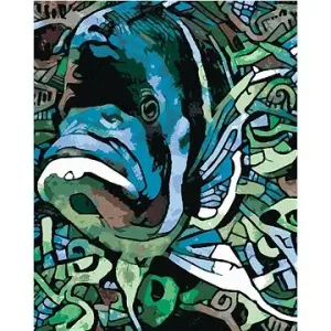 Abstraktní ryba zelená, 40×50 cm, bez rámu a bez vypnutí plátna
