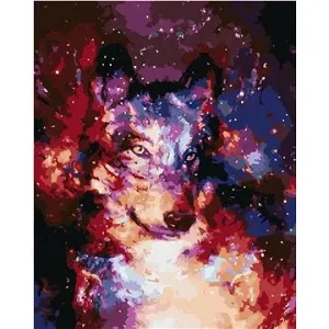 Abstraktní vlk ve vesmíru, 80×100 cm, bez rámu a bez vypnutí plátna