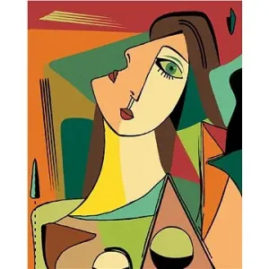 Abstraktní žena v kubickém stylu, 80×100 cm, vypnuté plátno na rám