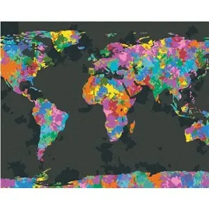 Barevná mapa světa, 40×50 cm, bez rámu a bez vypnutí plátna
