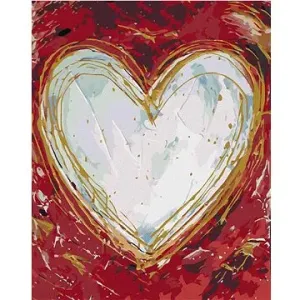 Bílé srdce na červeném pozadí (Haley Bush), 80×100 cm, bez rámu a bez vypnutí plátna