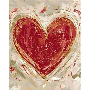 Červené srdce na béžovém pozadí (Haley Bush), 40×50 cm, bez rámu a bez vypnutí plátna