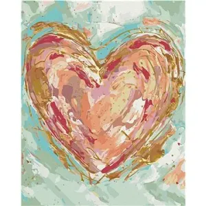 Červené srdce na zeleném pozadí (Haley Bush), 40×50 cm, vypnuté plátno na rám