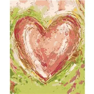 Červené srdce na zeleném pozadí III (Haley Bush), 40×50 cm, vypnuté plátno na rám