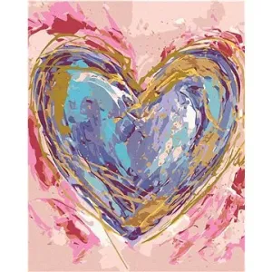 Fialové srdce na růžovém pozadí (Haley Bush), 80×100 cm, bez rámu a bez vypnutí plátna
